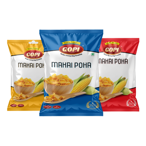 Gopi Makai Poha packs in different sizes