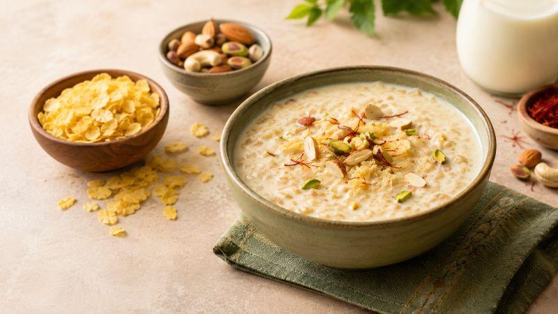 Creamy Rice Poha Kheer with dry fruits