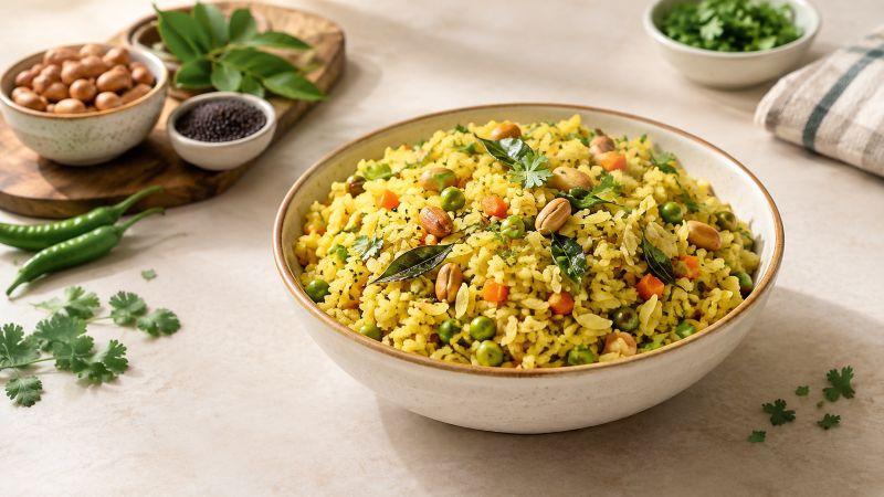 South Indian style Rice Poha Upma